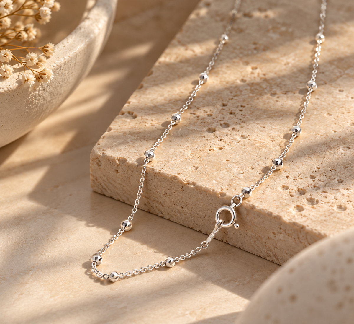Cadena Forzatina con Esferas Diamantadas